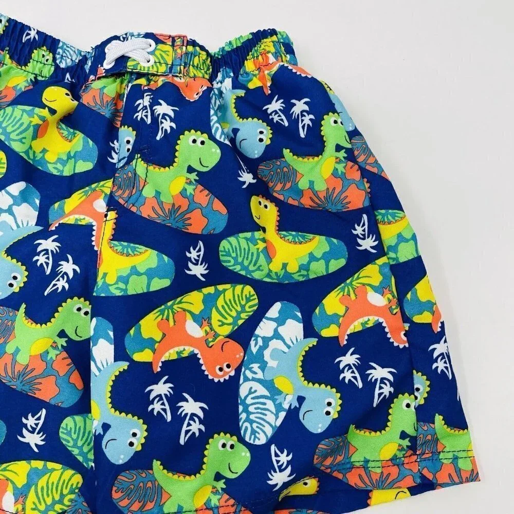 OP Infant Boys Size 24 Months Dinosaur Island Print Lined Swim Trunks‎ Blue 1713